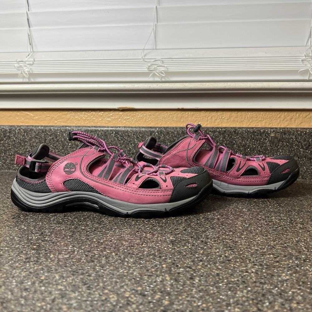 Timberland Sport Sandals Womens 9.5M Fisherman Pink Leather Comfort Hiking Shoes - Picture 4 of 12